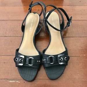 Via Spiga Wedge Buckle Strappy Leather Sandals